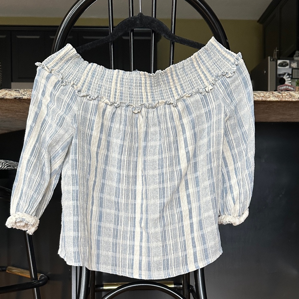 Lucky Brand Off-Shoulder Striped Blouse